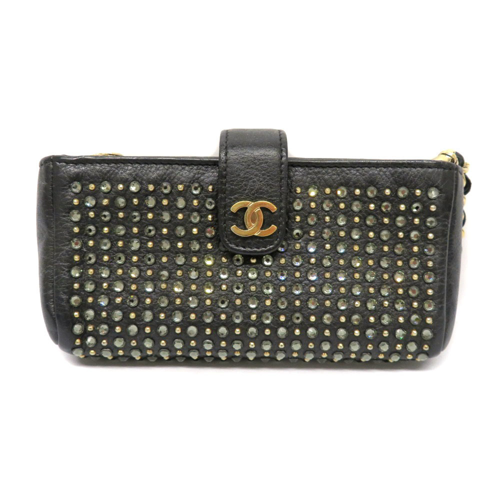 Chanel Coco Leather Accessory Shoulder pouch Stone bag shoulder Studs Chain case